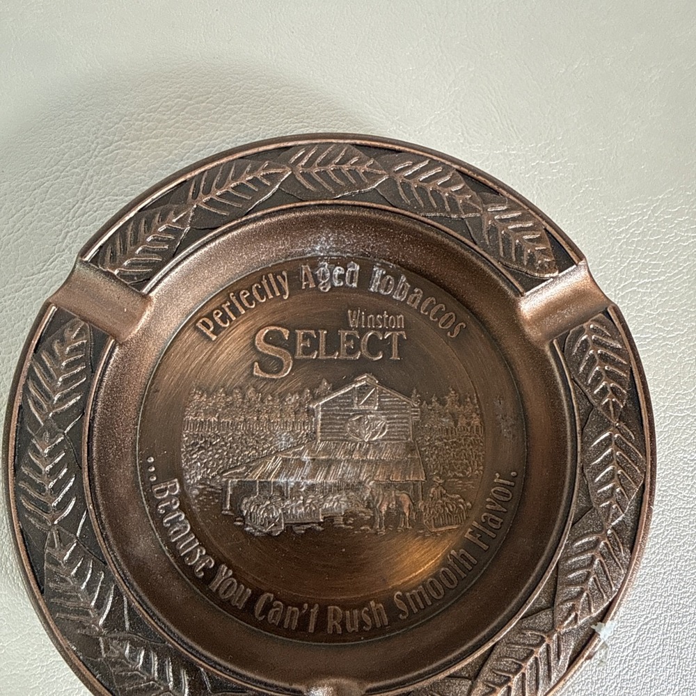 Winston Select Copper Bronze Ashtray Cigar Tray Round Vintage Collectible
